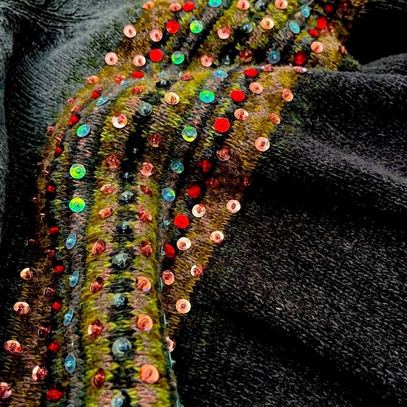 Vintage Tiara International Sequined Raglan Sleeve Cotton Sweater Large - Picture 2 of 11